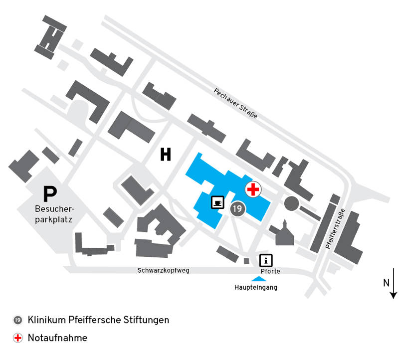 Lageplan Notaufnahme Klinikum Pfeiffersche Stiftungen